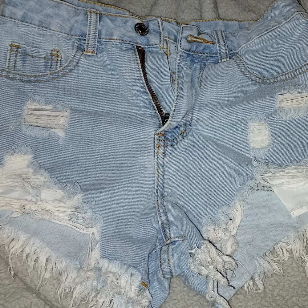 Blue jean cut off shorts